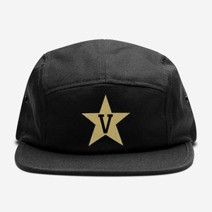 NEW Vanderbilt Commodores Star V Logo 5 Panel Camper Strapback Hat BLACK